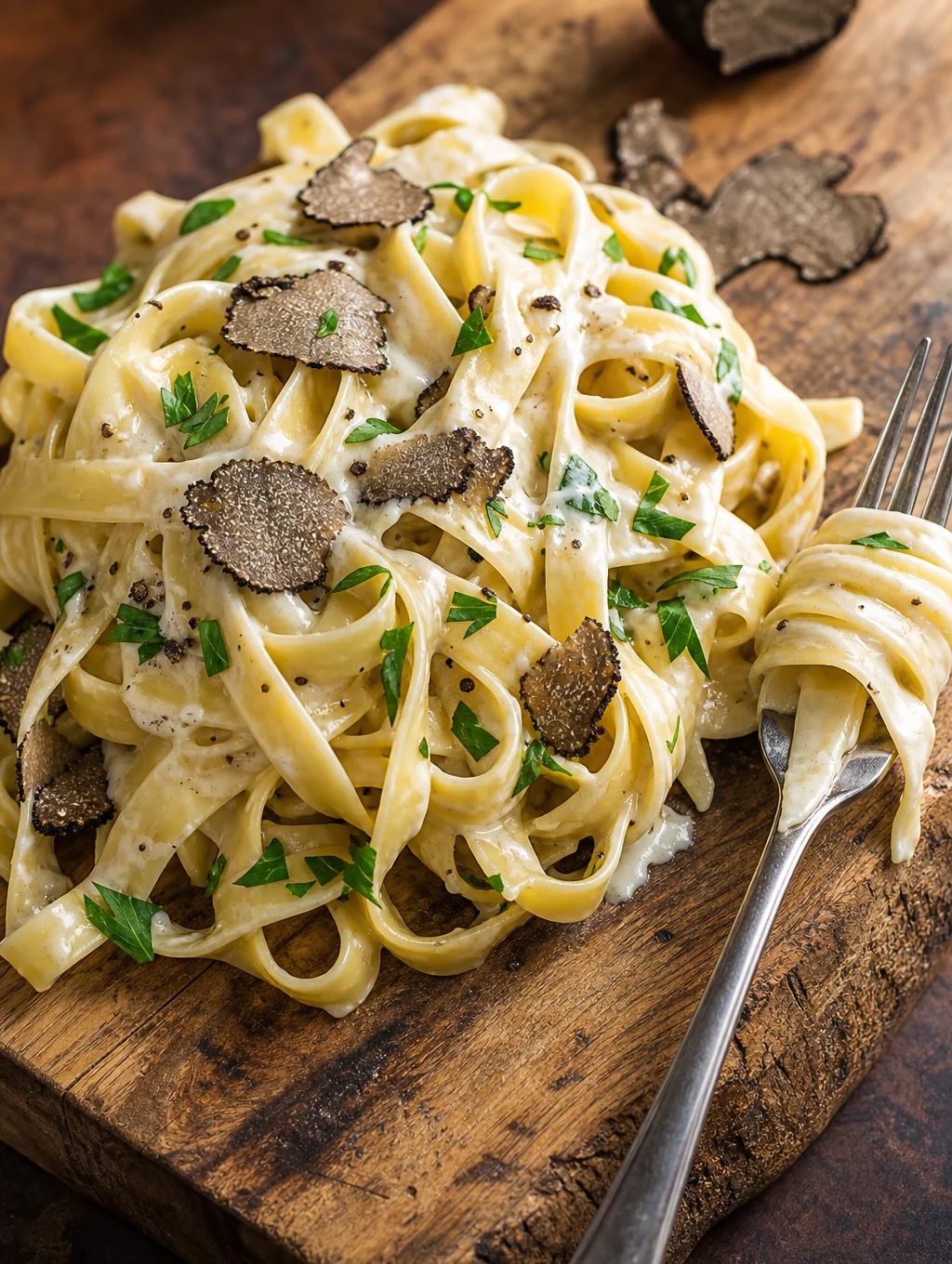 Hand-cut tagliatelle with shaved black truffles